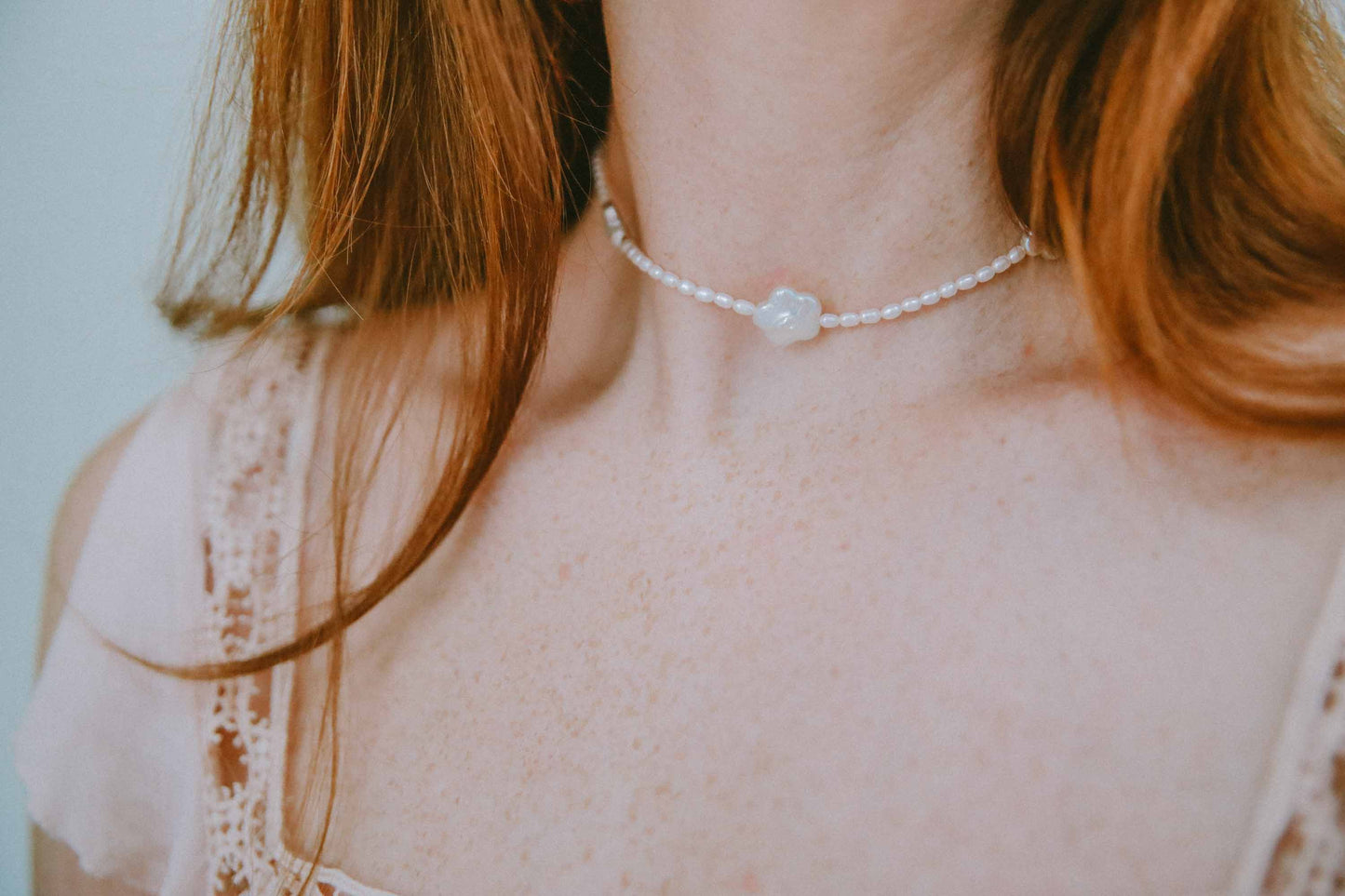 White Daisy Freshwater Pearl Necklace