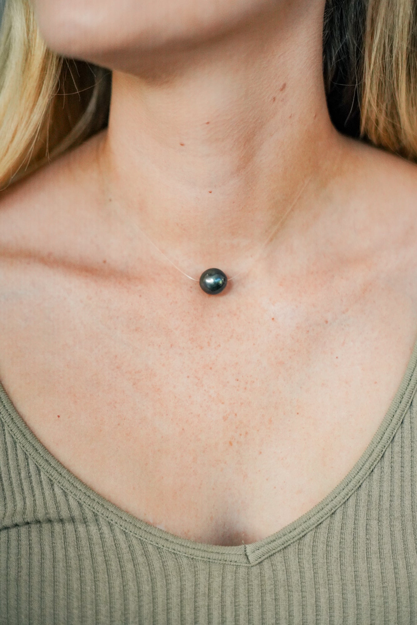 Ladyfish Single Floating Freshwater Pearl Necklace