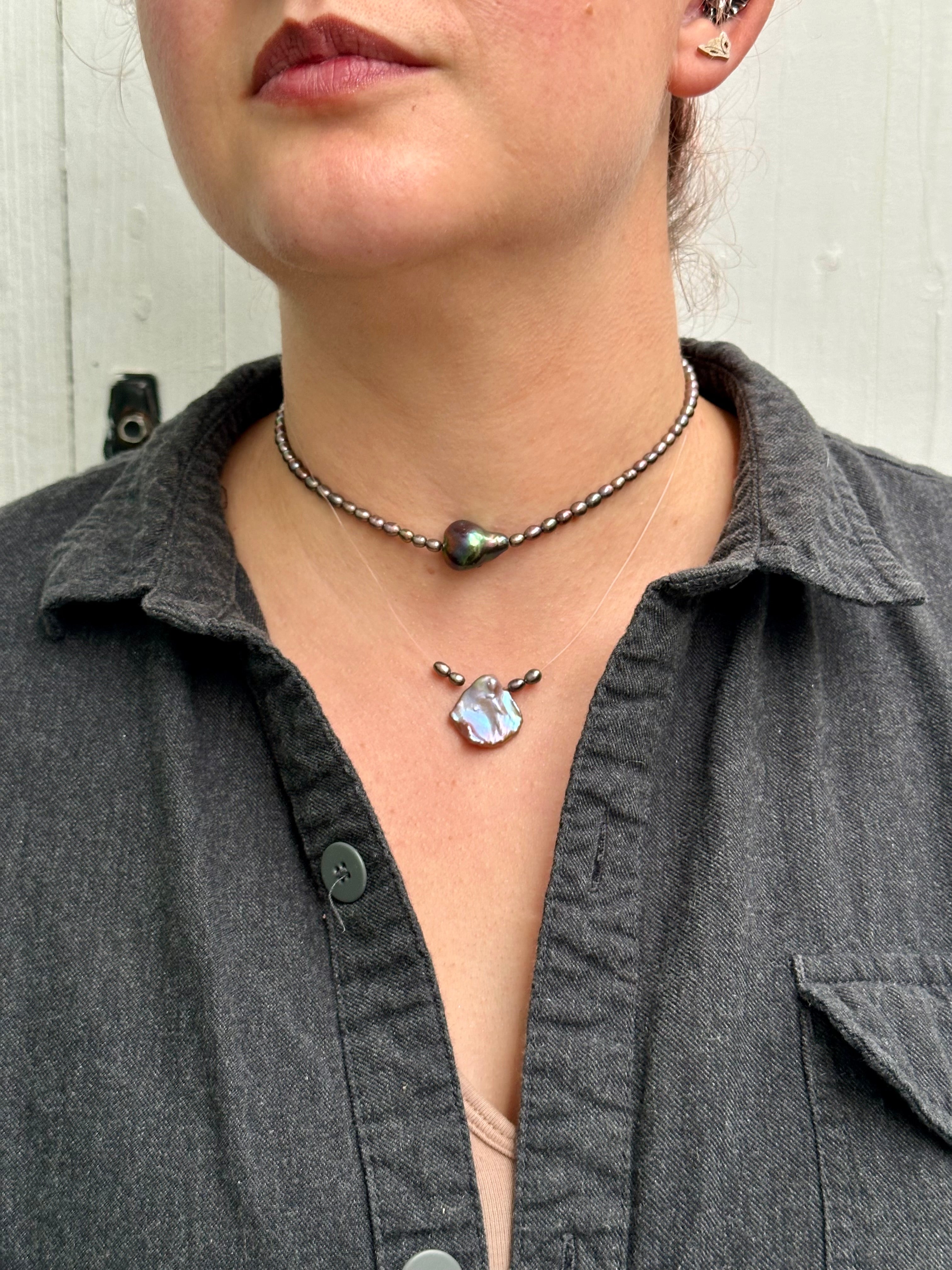 Black Drum Freshwater Pearl Choker