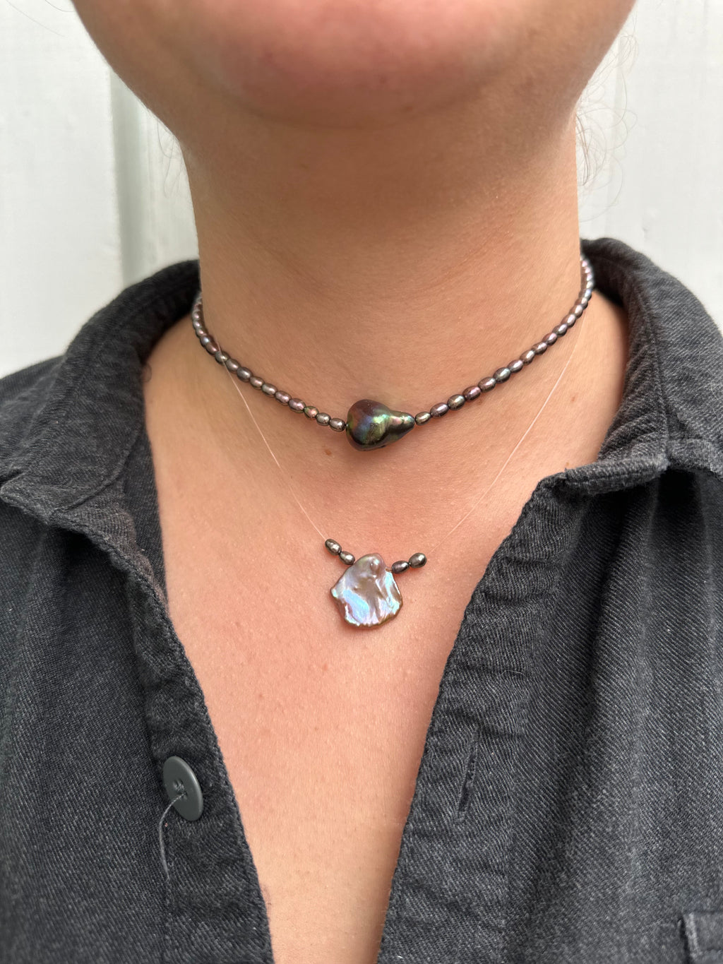 Black Drum Freshwater Pearl Choker