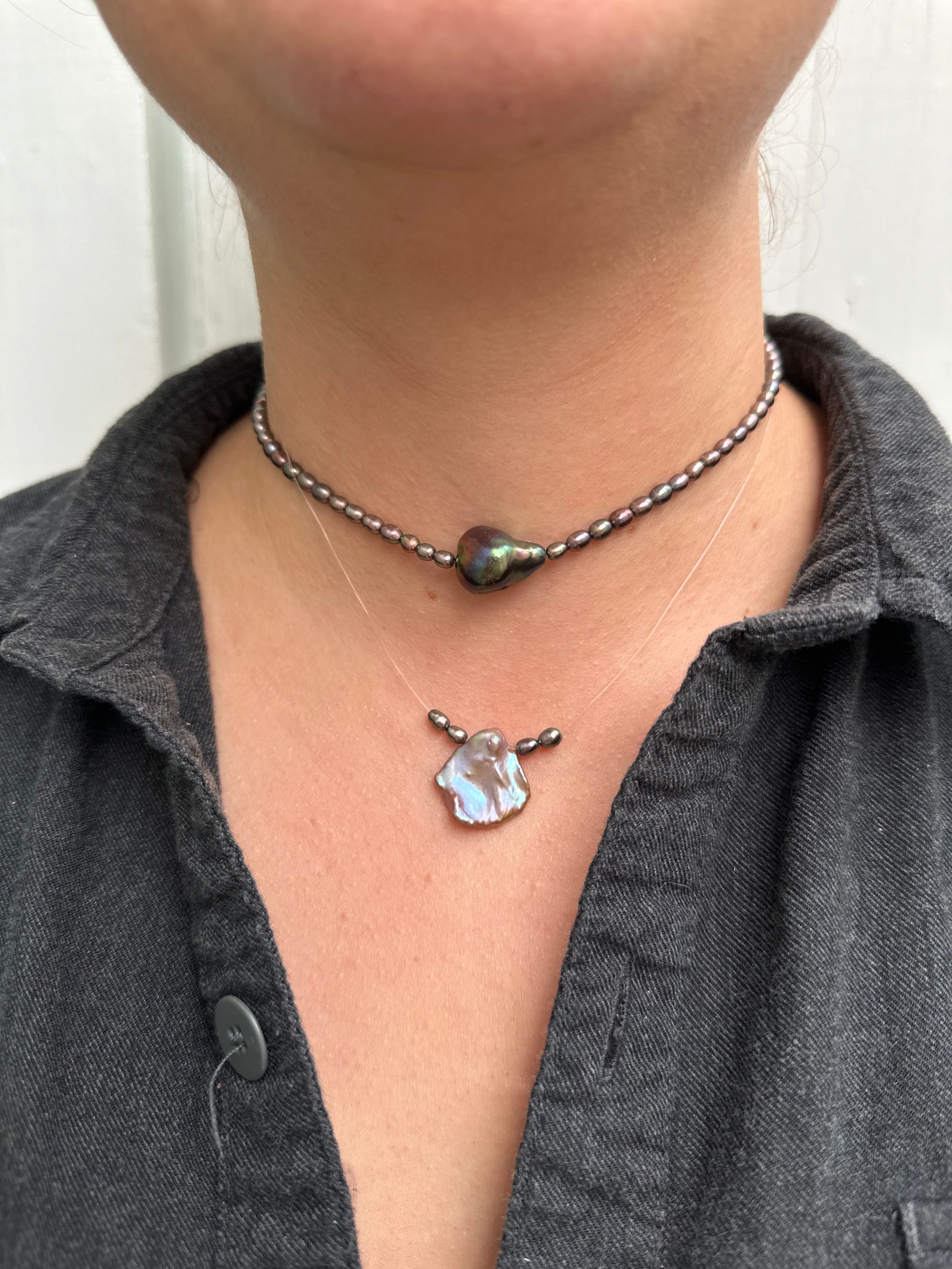 Black Drum Freshwater Pearl Choker