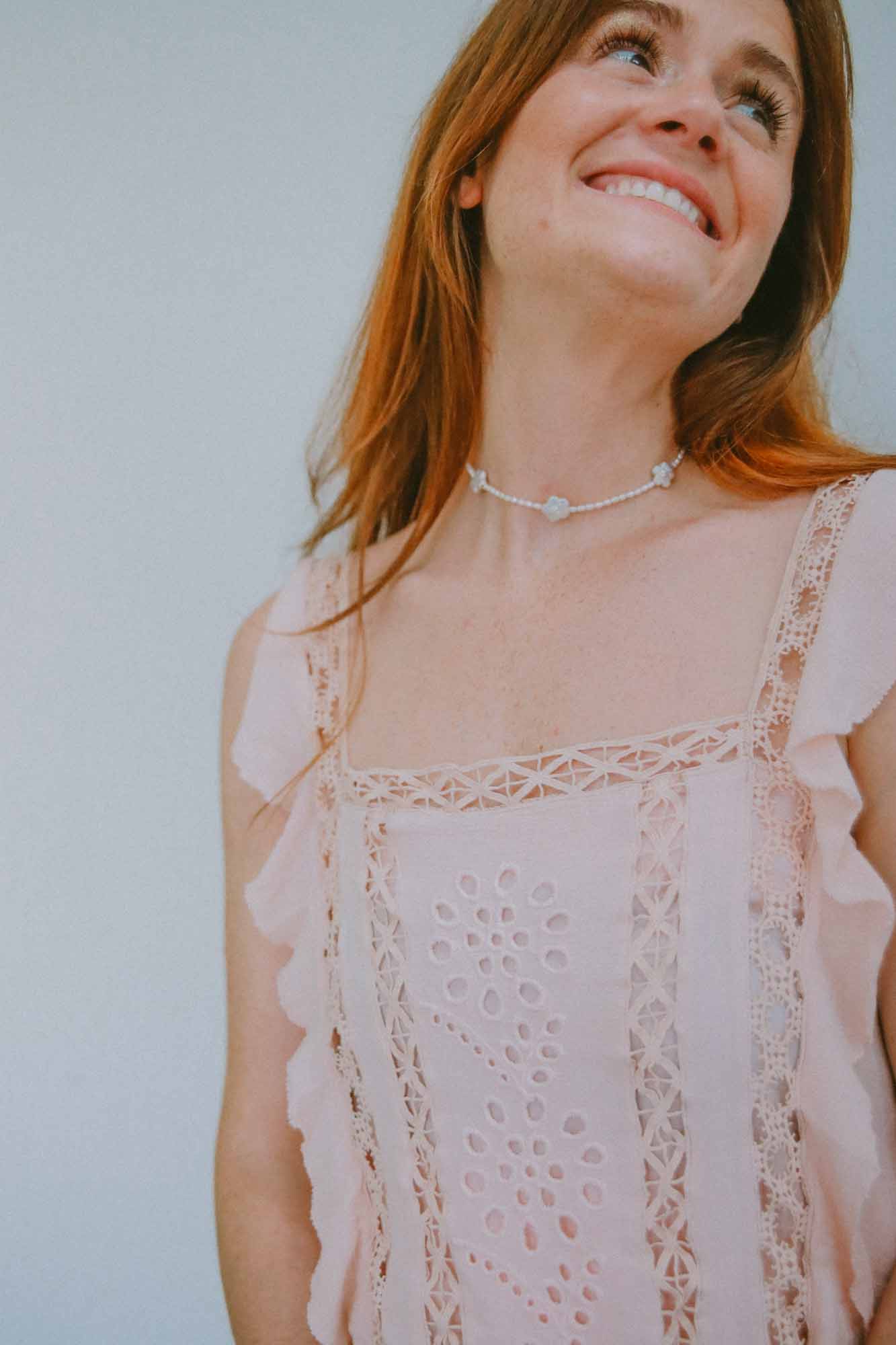 White Daisy Freshwater Pearl Necklace