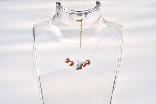 Flower Pearl Floating Necklace