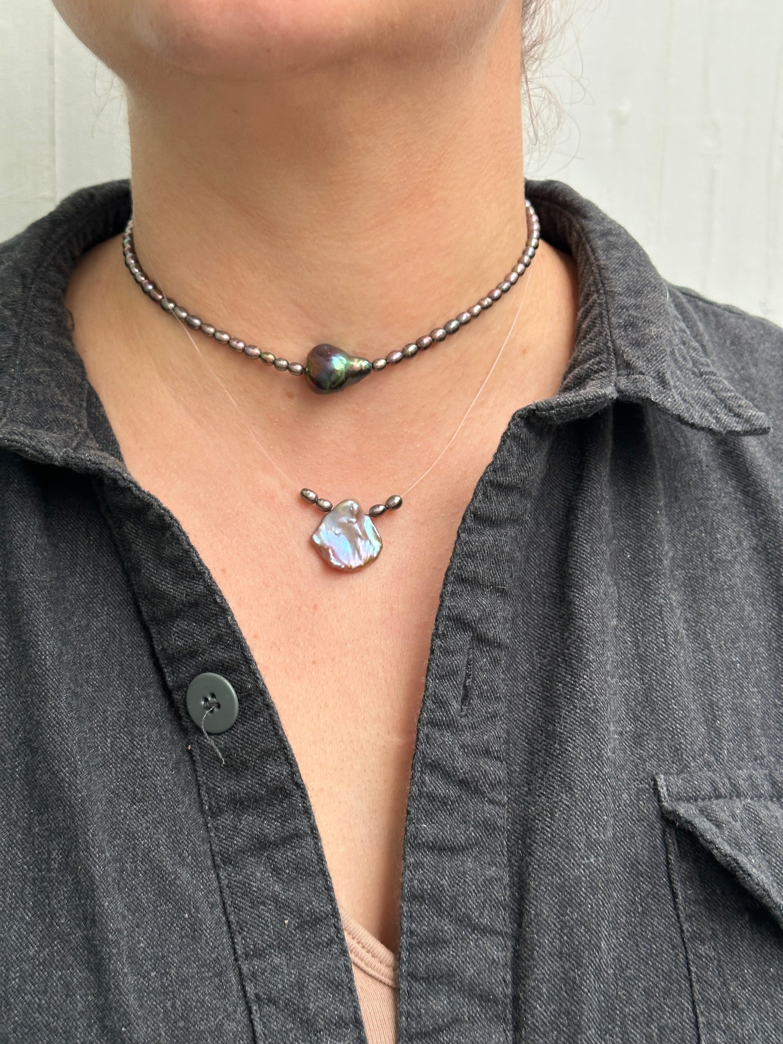 Black Drum Freshwater Pearl Choker