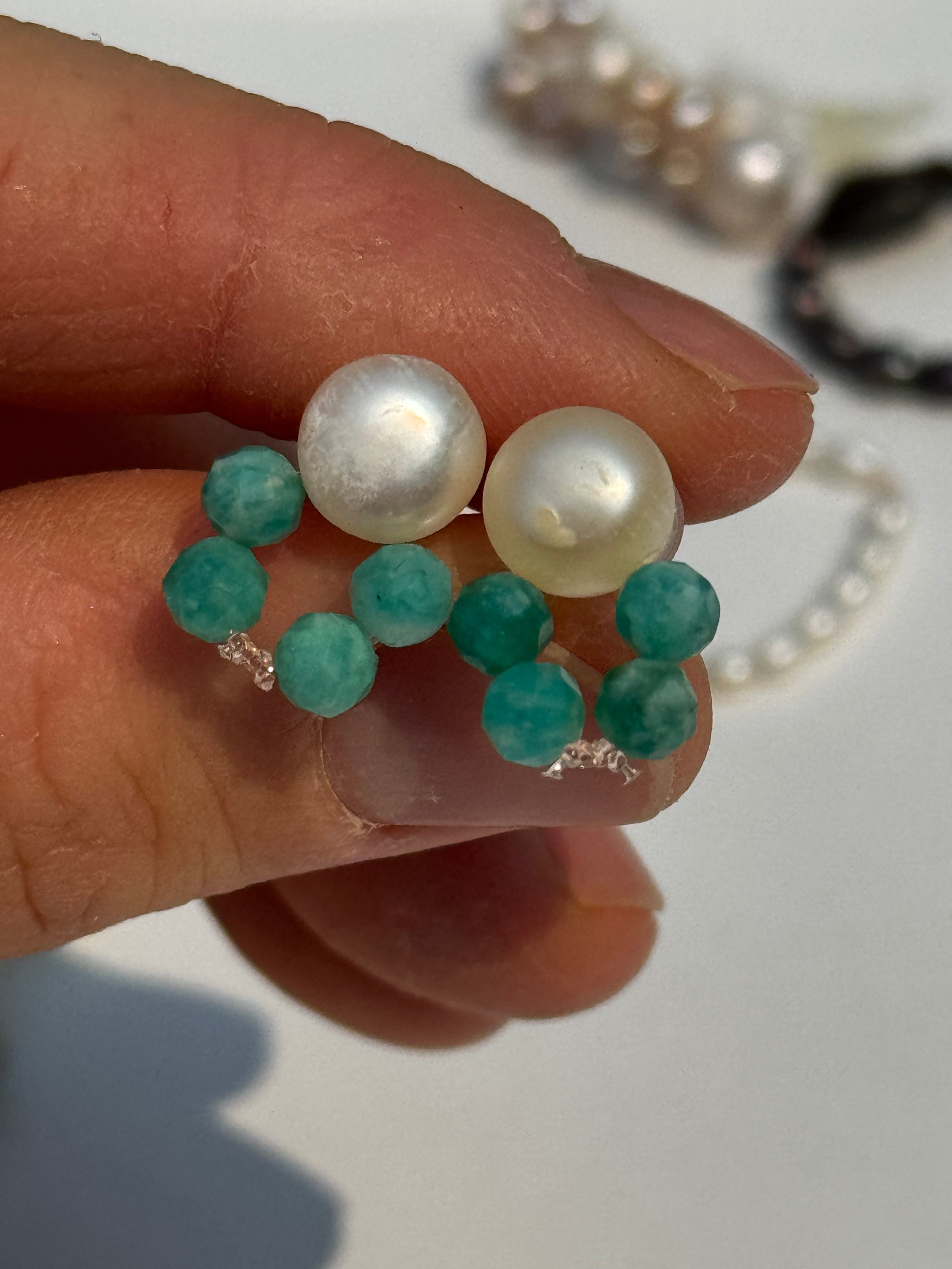 Amazonite Pearl Earrings