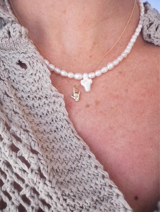 Cross Shaped Freshwater Pearl/White Freshwater Pearl Choker