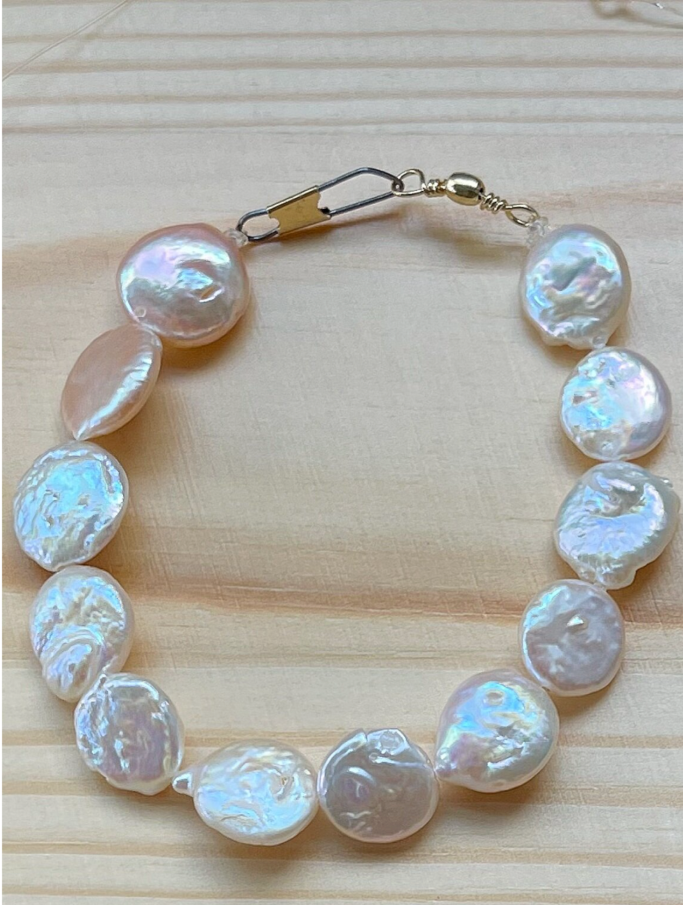 Coin Shaped Pearl Bracelet